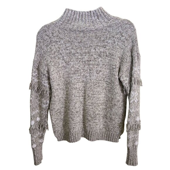 Loft Neutral Polar Bear Fringe Cotton Wool Blend Mockneck Sweater Size XS - Picture 3 of 7